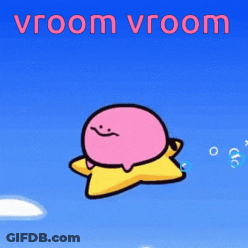 Vroom Vroom Flying Kirby Meme GIF