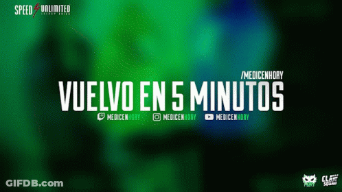 Vuelvo En 5 Minutos Green Background GIF