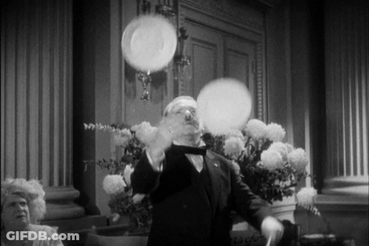 W C Fields Juggling Plates Fail GIF