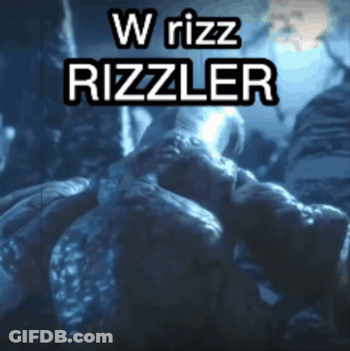 W Rizz Alien Creature Looking Back GIF