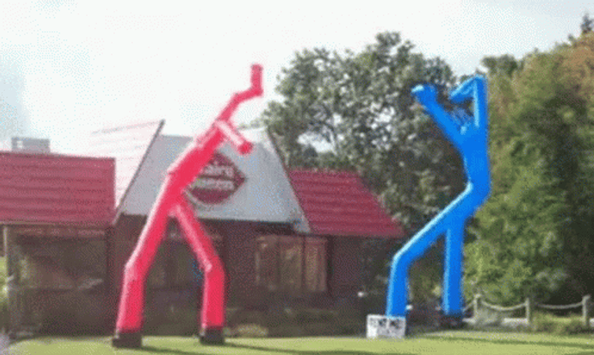 Wacky Waving Inflatable Tube Man Red Blue Skydancer GIF