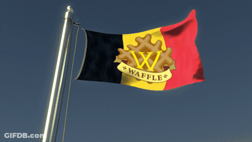 Waffle Flag Waving In Blue Sky GIF