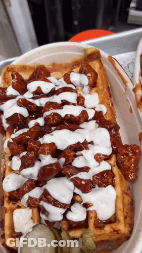 Waffle With Chicken And Ranch GIF
