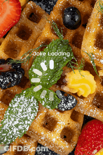 Waffle With Powdered Sugar And Berries GIF