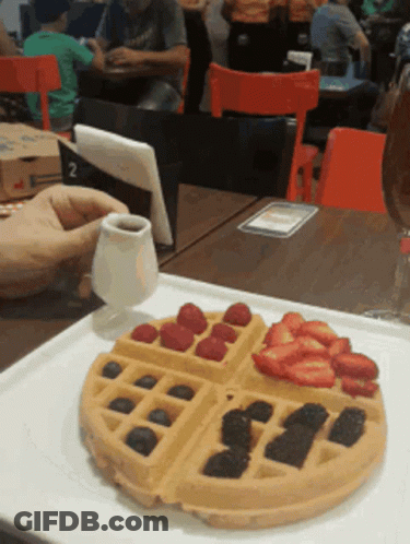 Waffle With Strawberries And Blueberries GIF