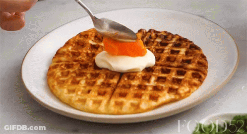 Waffle With Whipped Cream And Spoon GIF