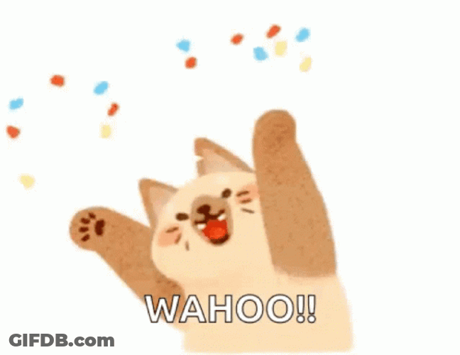 Wahoo Cat Confetti Celebration GIF