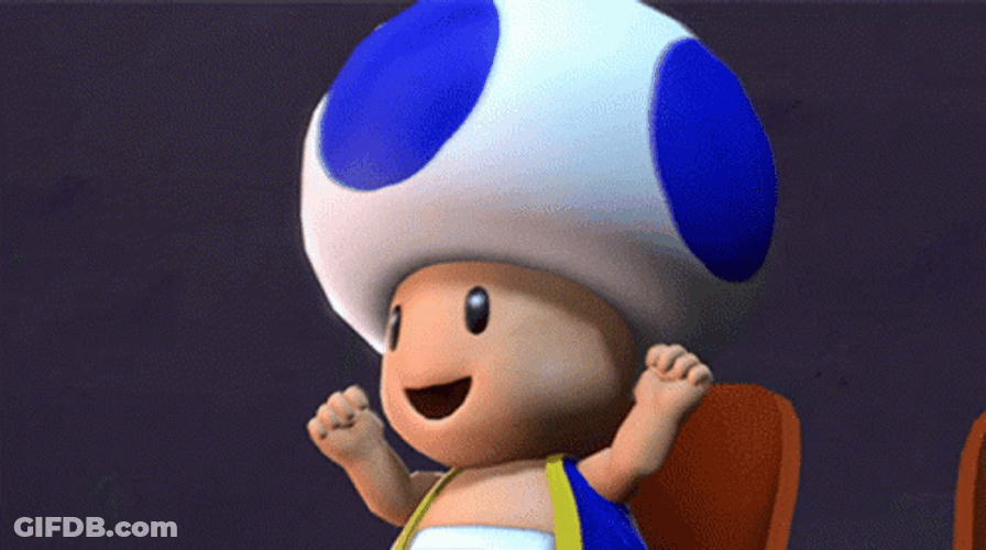 Wahoo Mario Blue Toad Cheer Wobble GIF