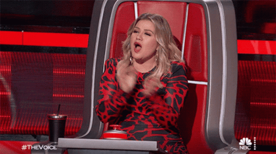 Wahoo NBC The Voice Cheering Kelly Clarkson GIF