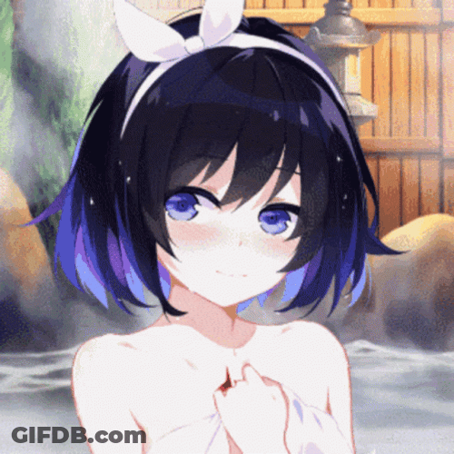 Waifu Black With Purple Highlights Hair Girl GIF