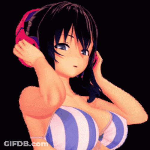 Waifu Girl Listening To Music GIF