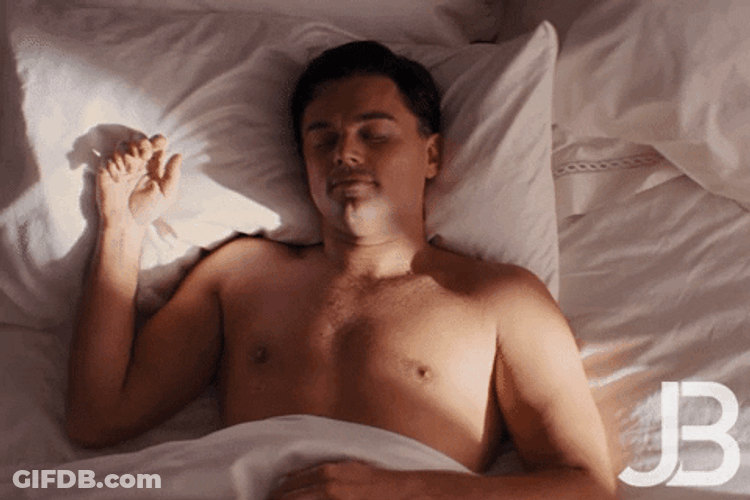 Wake Up Sleeping Jordan Belfort Wet GIF