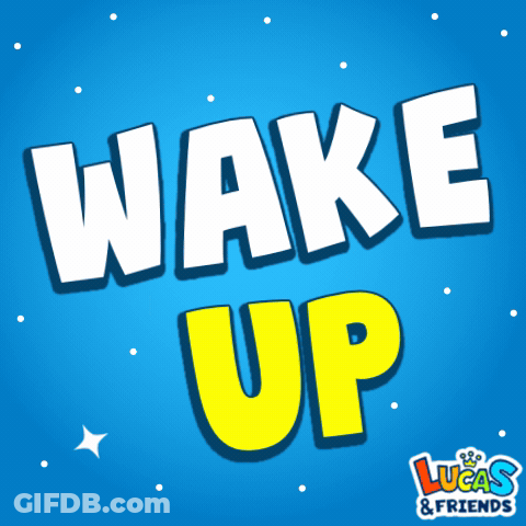Wake Up Text On Blue Background GIF