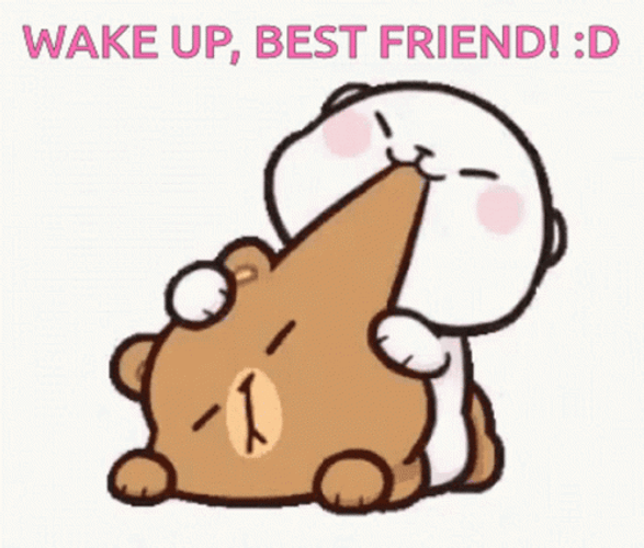 Waking Up Cute Best Friend GIF