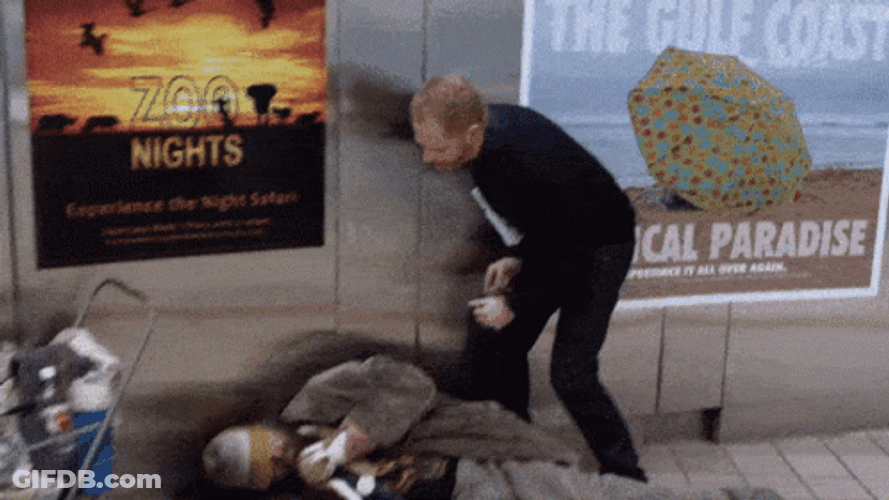 Waking Up Sleeping Homeless Guy Street GIF