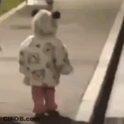 Walk Away Baby In Bear Jacket GIF