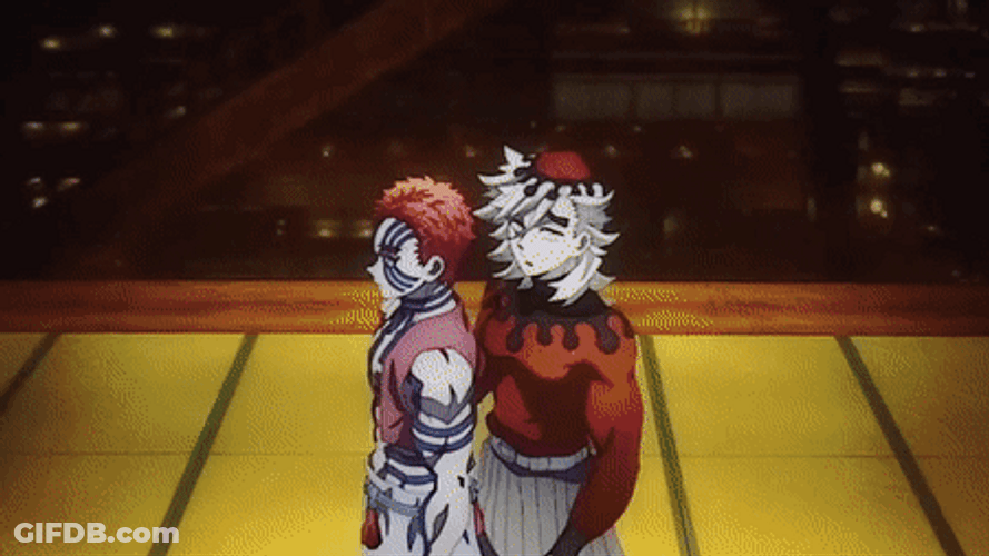 Walking Akaza And Doma Waving GIF