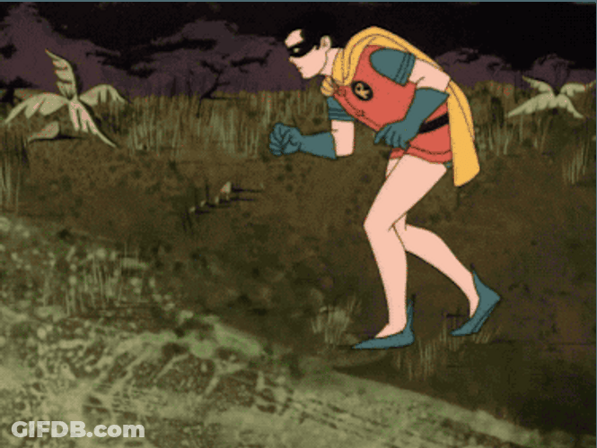 Walking Alligator Slapping Robin GIF