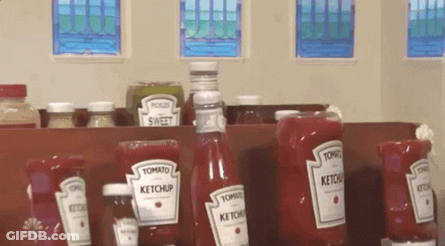 Walking Bottle Of Ketchup GIF