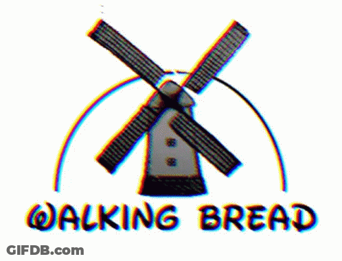 Walking Bread Logo With Windmill GIF
