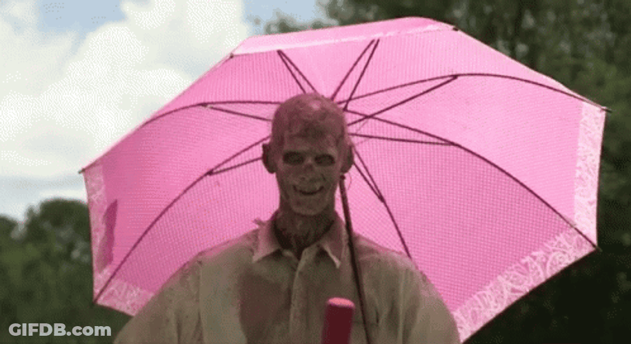 Walking Dead Funny Zombie With Umbrella GIF
