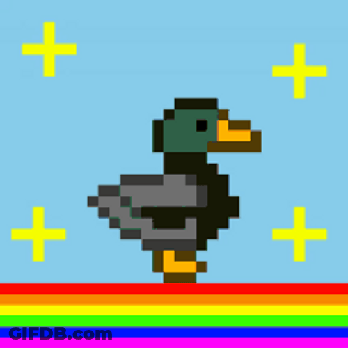 Walking Duck Animated Pixel Rainbow GIF