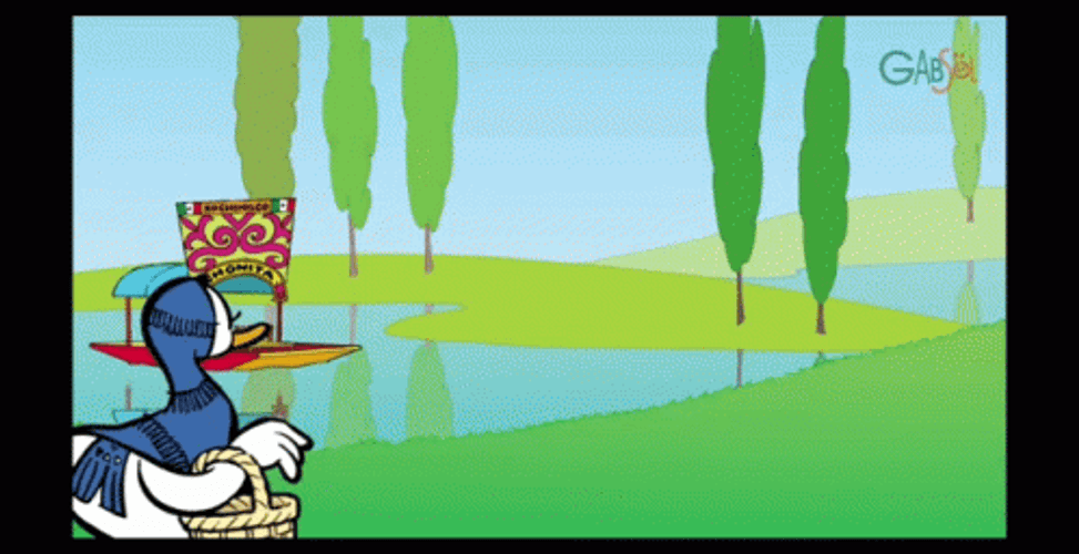 Walking Duck Mother Goose Basket GIF