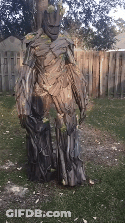 Walking Groot Costume GIF