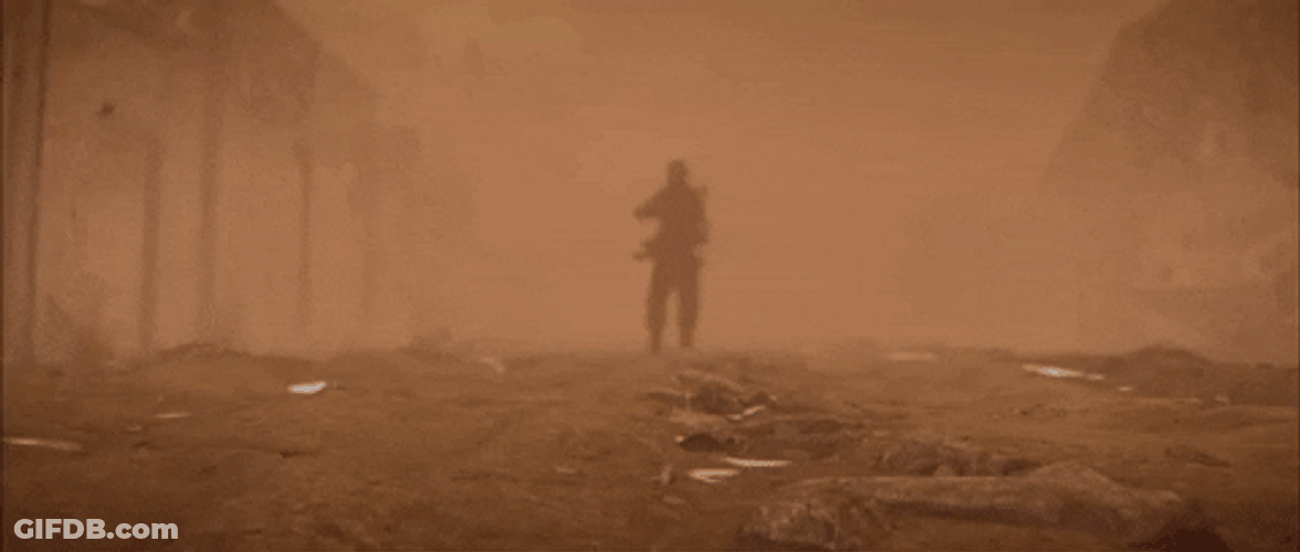 Walking In Dust Storm Military Video Game Character GIF