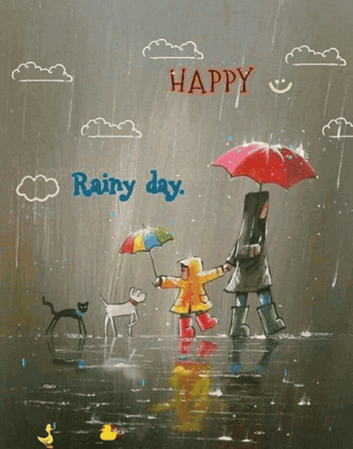 Walking On The Street It's Rainy Day GIF