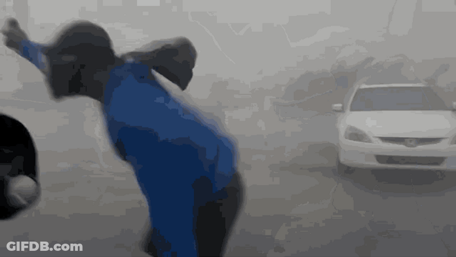 Walking On Windy Hurricane GIF