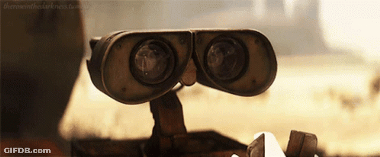 Wall E Binocular Eyes Staring Intensely GIF