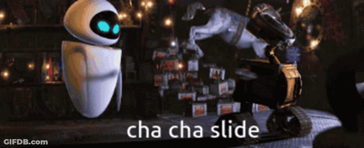 Wall E Dancing Cha Cha In Front Of Eve GIF