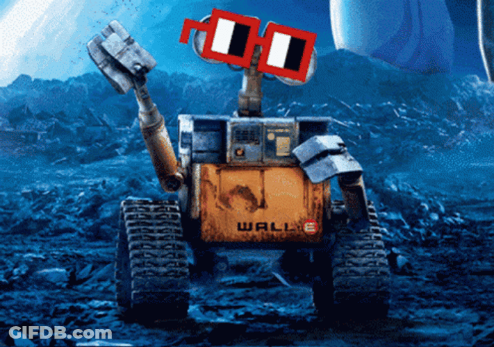 Wall E Waving With Sunglasses Face App GIF
