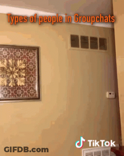 Wall With Picture Saying Types Of People In Groupchats GIF