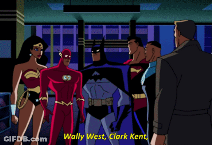 Wally West Clark Kent Bruce Wayne GIF