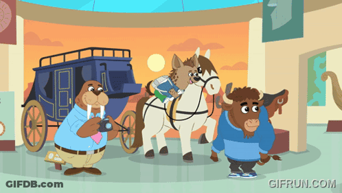 Walrus And Bison Pull Horse Carriage GIF