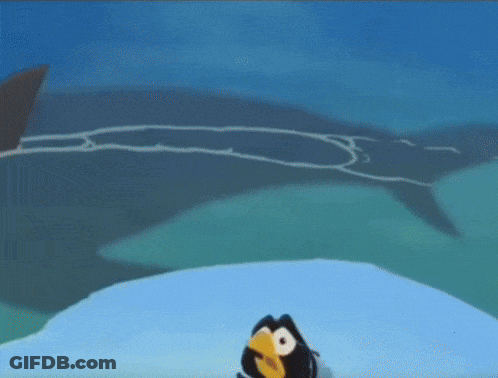 Walrus Flying With Penguin Behind GIF