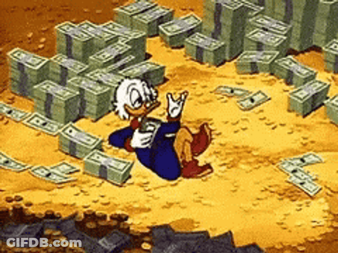 Walt Disney Animated Series Scrooge Mcduck Counting Money GIF