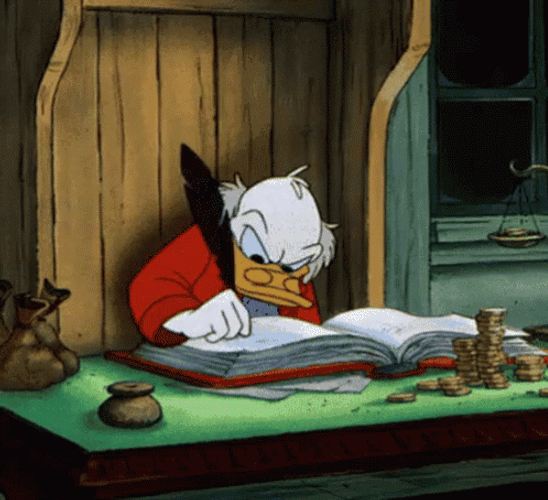 Walt Disney Animated Series Scrooge Mcduck Writing Office GIF