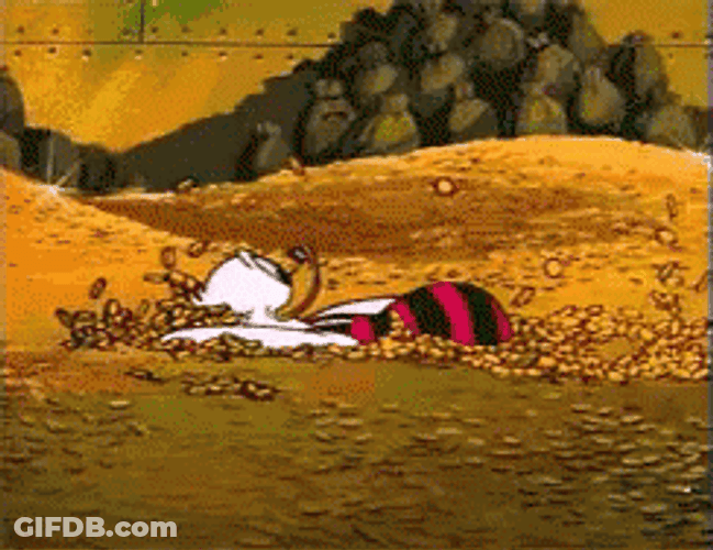 Walt Disney Comics Scrooge Mcduck Swimming In Money GIF