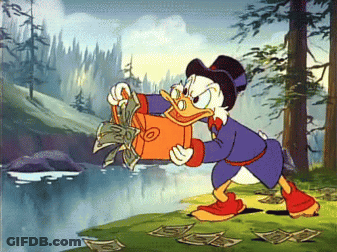 Walt Disney Scrooge Mcduck Throws Away Money GIF
