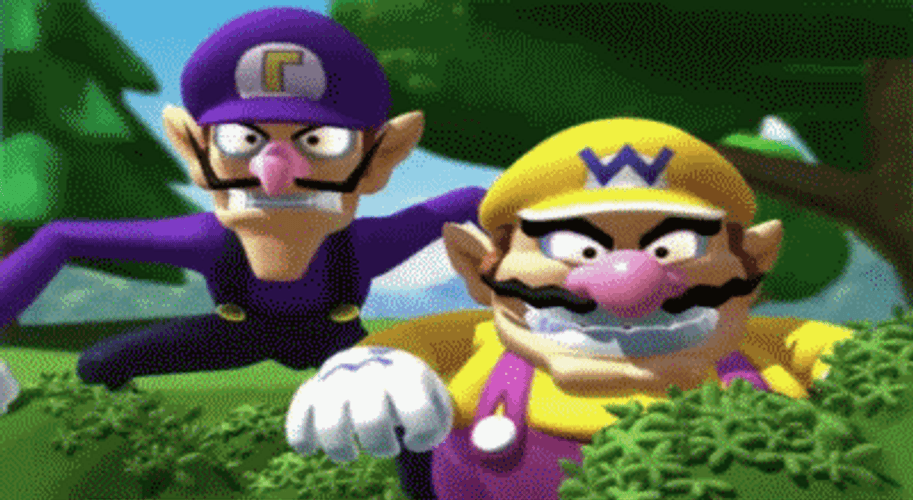 Waluigi And Wario Spying GIF