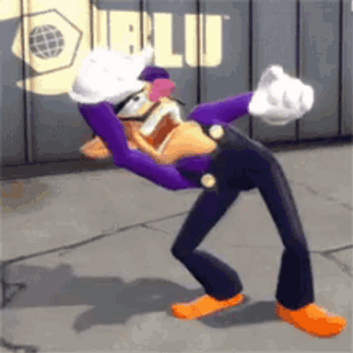 Waluigi Dancing Bending Backwards GIF
