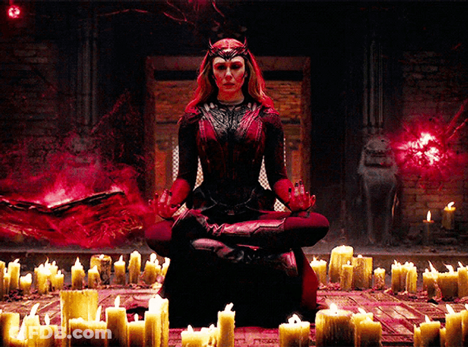 Wanda Maximoff Levitating Meditating Focused Candles GIF