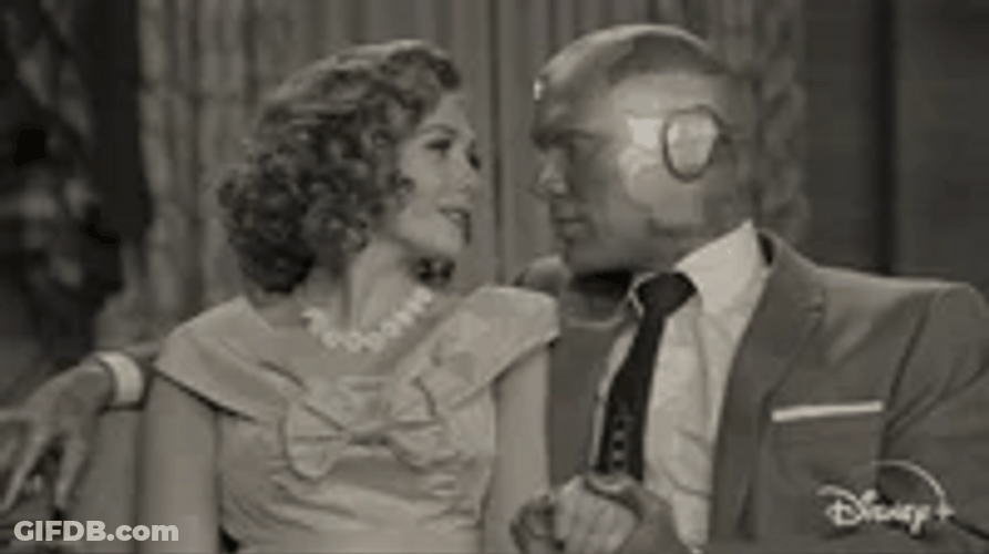 Wanda Maximoff Vision Kiss Vintage Memories GIF