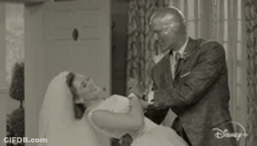 Wanda Vision Maximoff Wedding Dance Kiss GIF