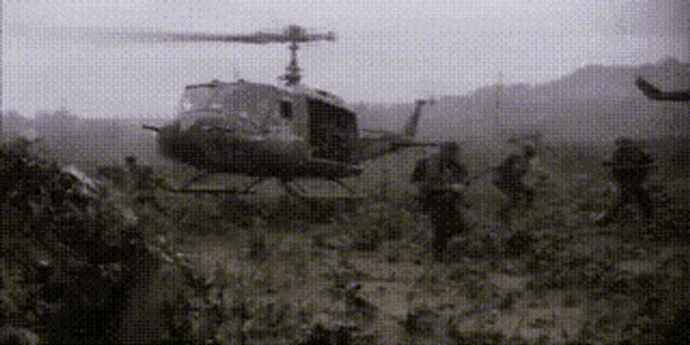 War Helicopter Dog Vietnam Flashback GIF