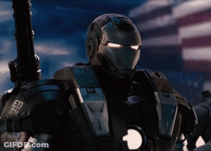 War Machine Directing His Gun GIF