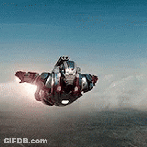 War Machine Flying In The Sky GIF